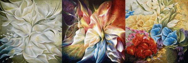 A trio of painting by Britten Elizabeth.