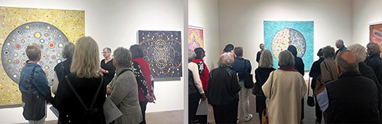 Artist Terry Maker at her art exhibit.