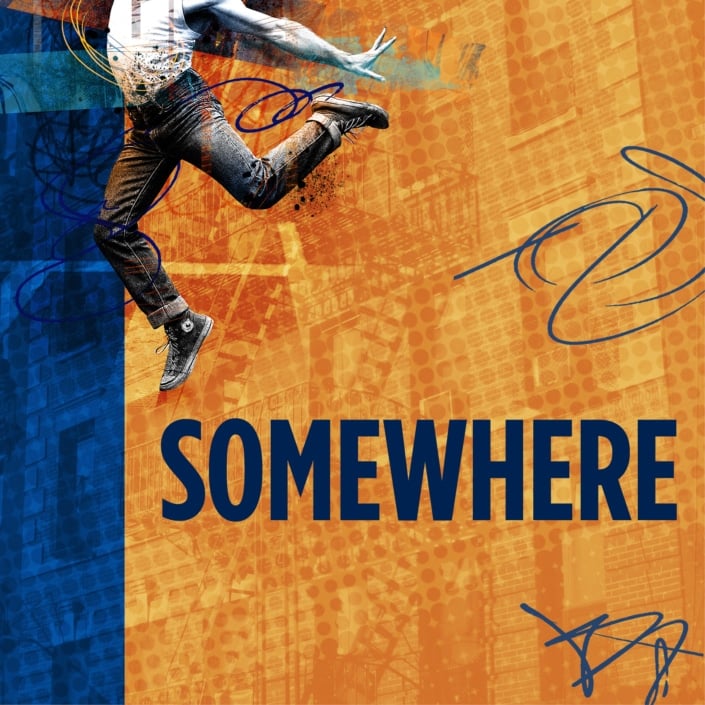 Poster for the play Somewhere.